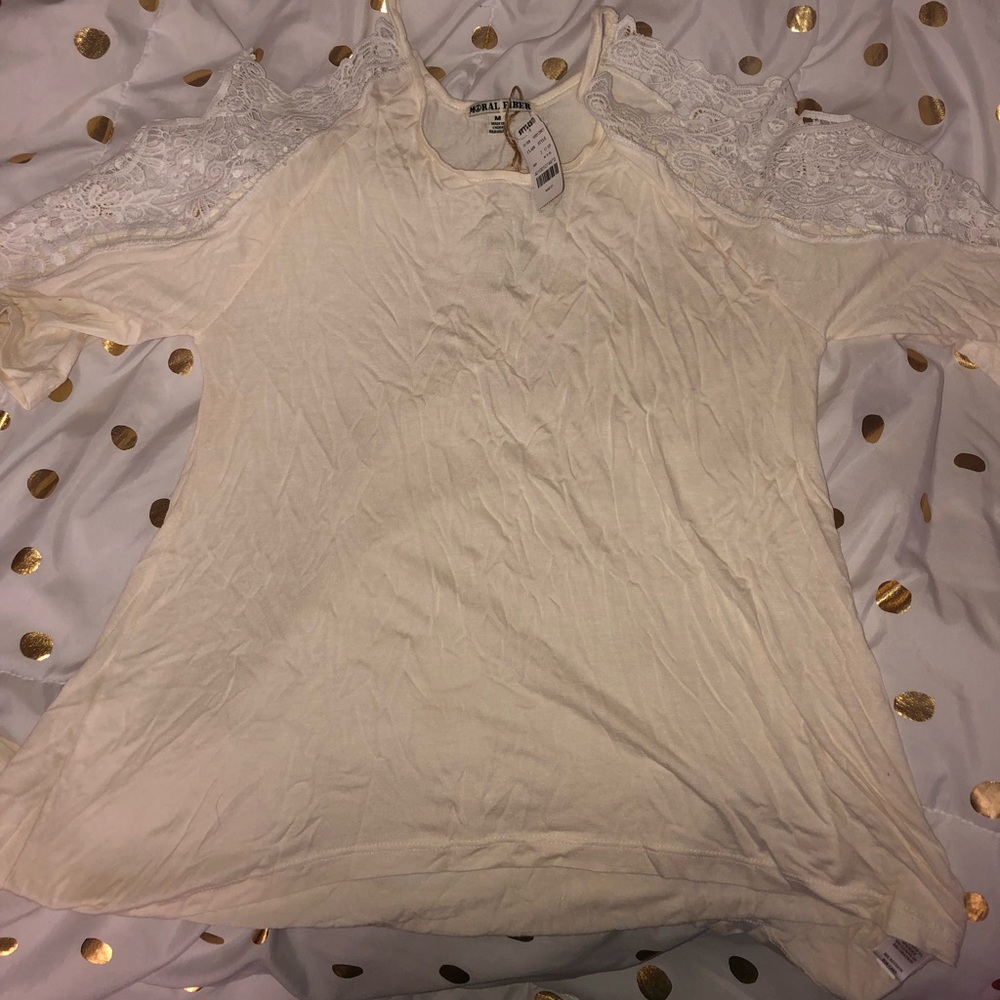 Cut-Out Lace Shoulder Top